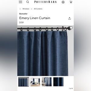 Pottery Barn Emery Linen Curtain Panel (Set of 2) 50”x84”
